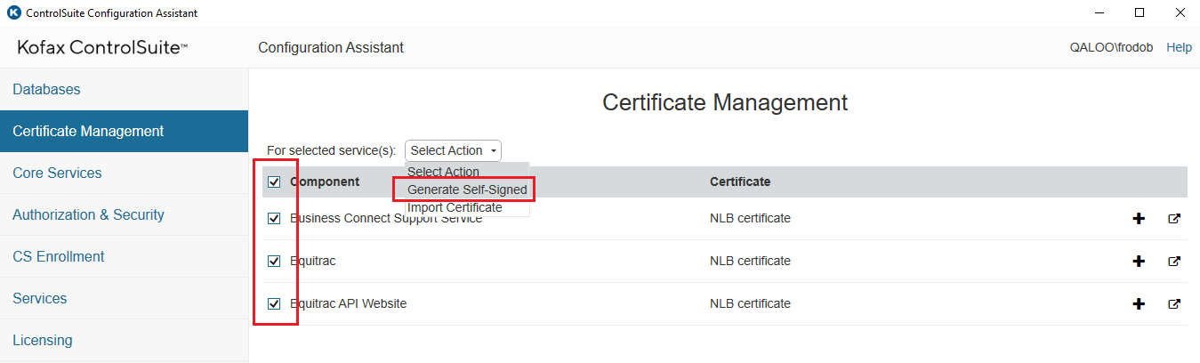 CS Configuration Assistant - Certificate Management