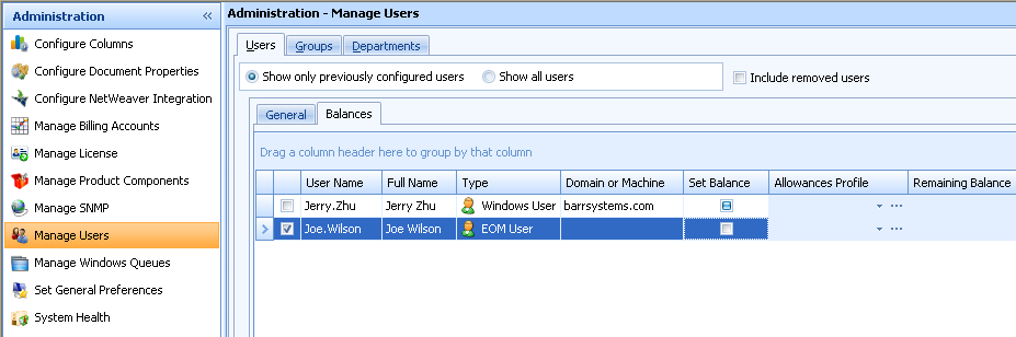 Administration - Manage Users