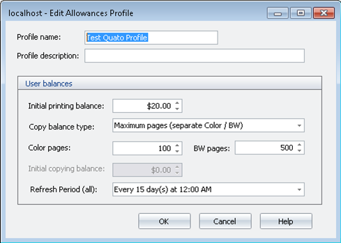 Edit Allowances Profiles