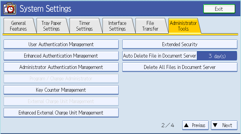 Administrator Tools/User Authentication Management