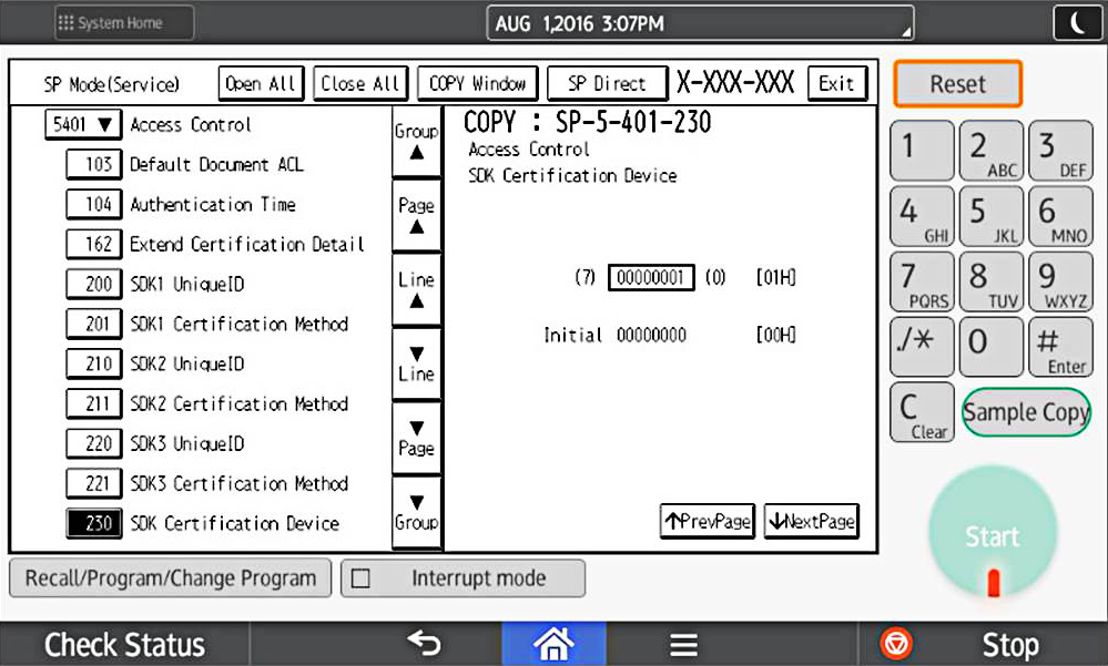 Image of SP Direct settings in system panel.