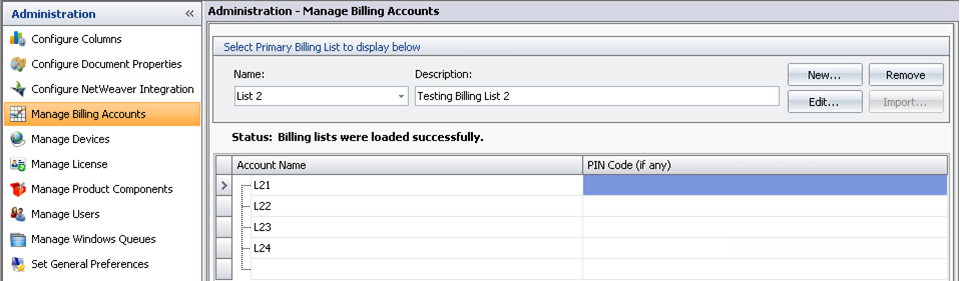 Administration - Manage Billing Accounts