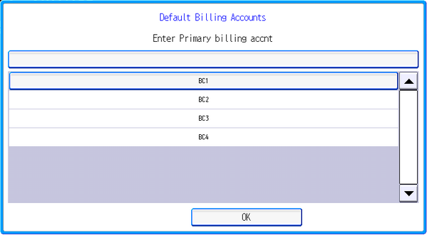 Default billing accounts Output Manager