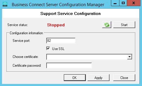 Business Connect Server Configuration Manager
