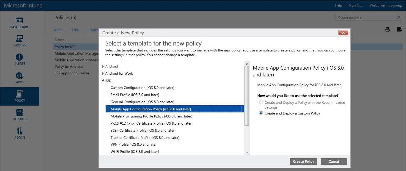 Intune policy