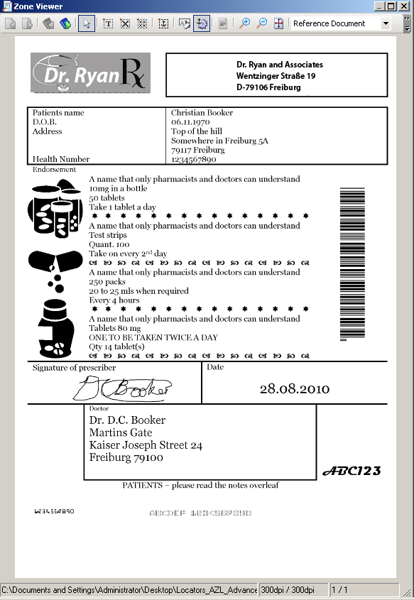 An image that shows a prescription document that contains some repeating patterns.