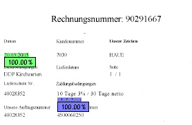 Image of possible invoice dates picked up by the format locator