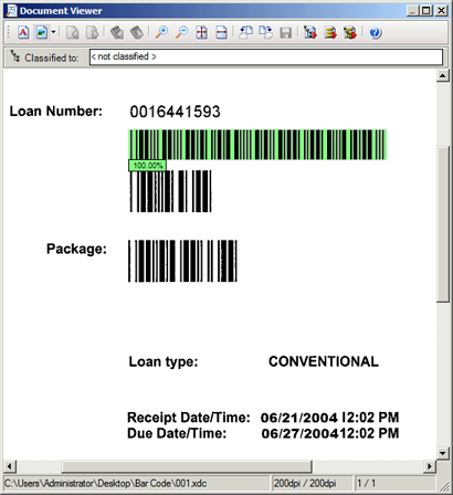 Image showing multiple bar code confidences with restricted length