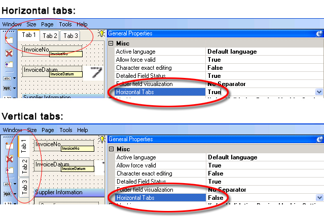 An image showing examples of both horizontal and vertical tabs on a validation form.