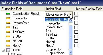 An image showing the index field selection list.