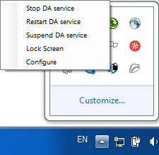 Right-click menu of the device automation service