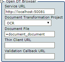 Open DT Browser step properties