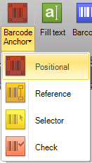 Barcode anchor zone type selection