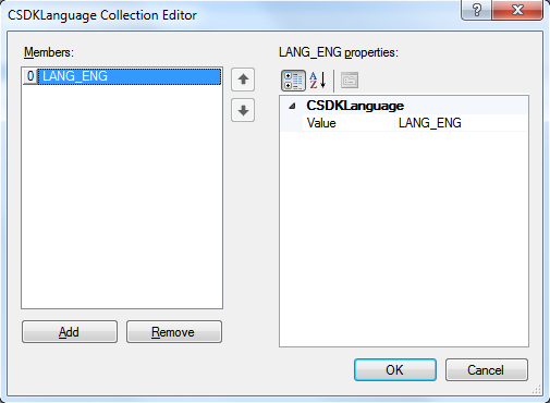 Language Collection Editor window