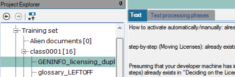 Text of a text document added to training set