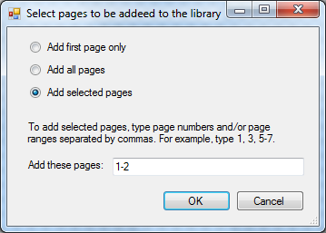 Selecting which pages to add to multi-page template library