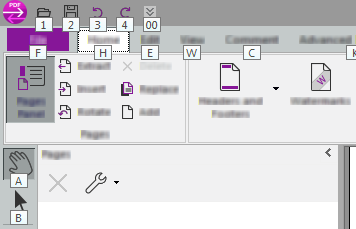 screen shot showing shortcut key letters
