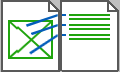 Separate pages with comments linked by lines icon illustration