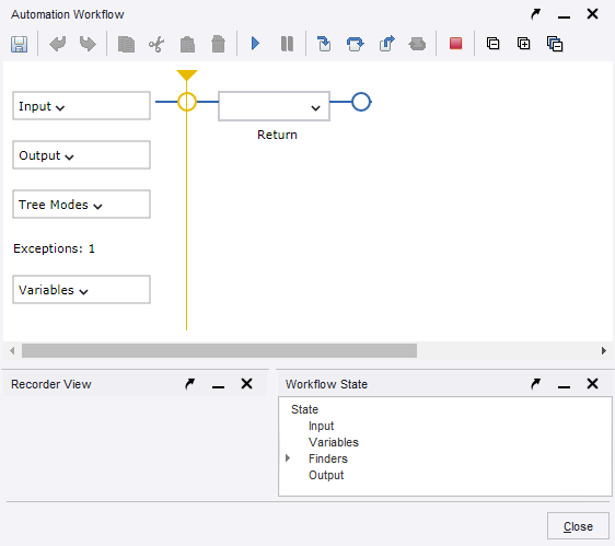Initial screen of the Device Automation editor