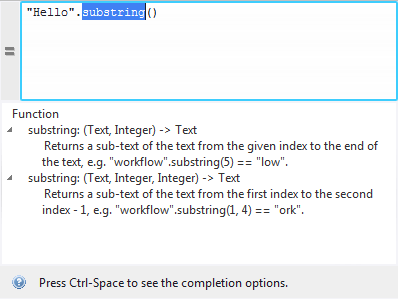Completion example in Expression Editor