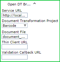 Open DT Browser step properties
