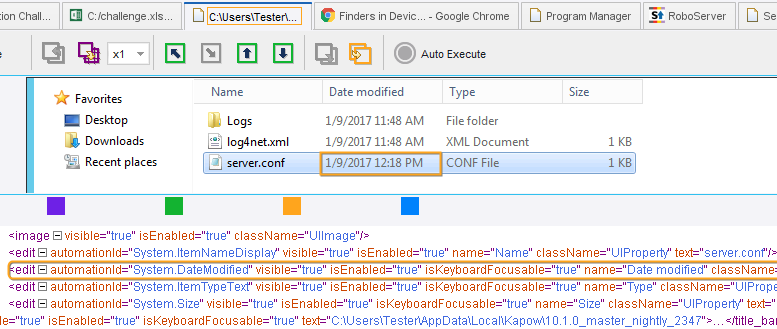 Finding an "edit" element located immediately after the element that have an attribute "text" with value "server.conf"