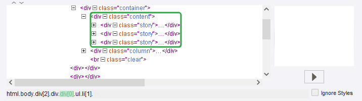 Each div element has the attribute class="story"