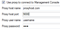 Parameters to use proxy to connect to Management Console