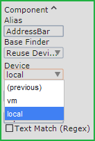 Device selector in a finder