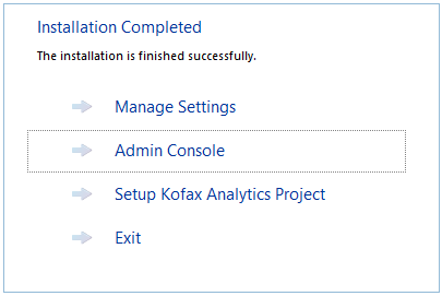 Insight Installation last screen with options