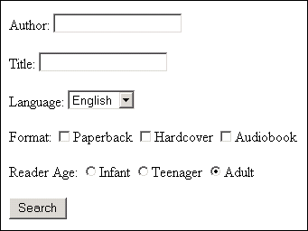 Book Search Form in a Browser