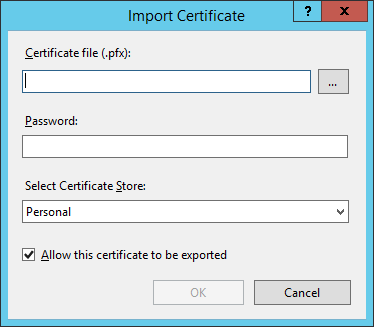 Import Certificate - browse