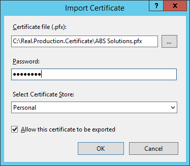 Import Certificate - password