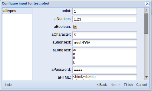 Configure input for robot