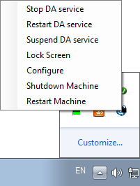 Right-click menu of the device automation service
