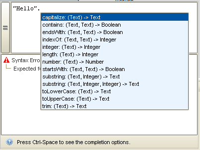 Completion help in Expression Editor