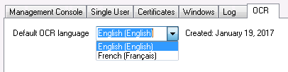 Selecting default language for OCR operation